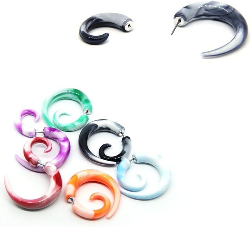 CrazyPiercing 12Pcs Fake Tapers Acrylic Ear Gauge Spiral Earrings Studs Stretcher Piercing Taper 20G - Image 2